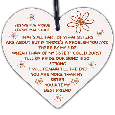 Sister Gifts Handmade Fun Sister Plaque Wood Heart Big Sister Little Sister Gift