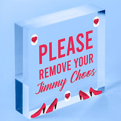 Please Remove Your Jimmy Choos Shabby Shoes Plaque Sign Chic Home Gift Take Off