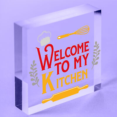 Welcome My Kitchen Plaque House Door Wall Sign Mum Dad Nan Grandad Birthday Gift