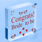 Congrats Bride To Be Hen Party Gift Wooden Engagement Wedding Friendship Gift