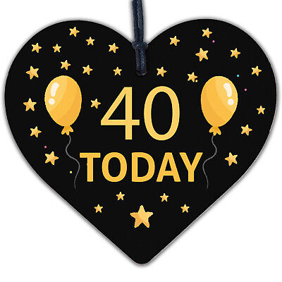 40th Birthday Wooden Heart Decoration Gift Tag 40th Birthday Gift For Him Her