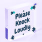 Please Knock Loudly Hanging Door Sign Plastic Contempary Wall Decorative Plaque