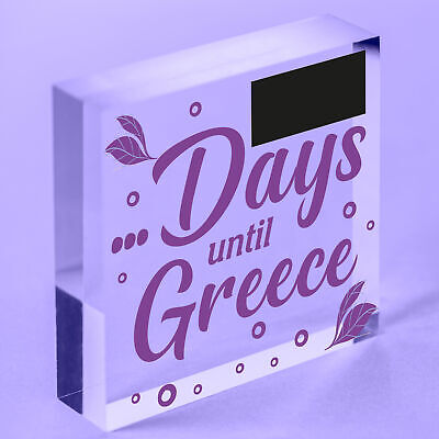 Chalkboard Holiday Countdown To GREECE Wall Sign Novelty Gift For Friend Family