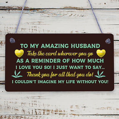 Keepsake Gift For Husband On Valentines Day Anniversary Thank You Plaque