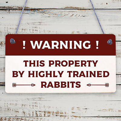 Beware Of The Rabbit Sign Bunny Rabbit Door Sign Hanging Plaques Funny Pet Gifts