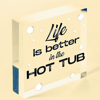 Novelty Hot Tub Sign Garden Decor Hanging Wall Shed Outdoor Plaque Pool Party