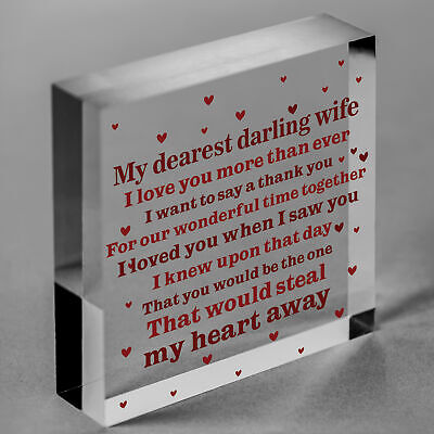 Wedding Anniversary Gift Wooden Heart Husband Wife Gift For Her Women Thank You