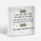 Dad I Love You Wooden Heart Fathers Day Gift Dad Birthday Gift From Daughter Son