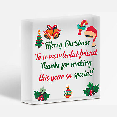 Christmas Friendship Friend Thank You Gift Wood Hanging Heart Bauble Decoration