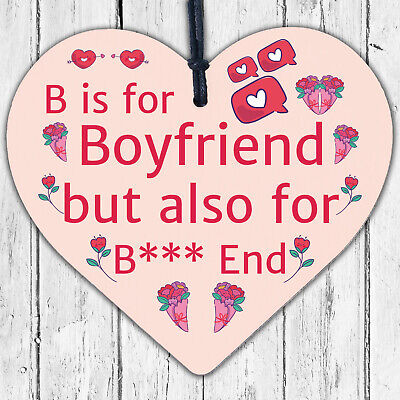 Boyfriend Funny Gifts For Birthday Christmas Wooden Heart Keepsake Plaque Gifts