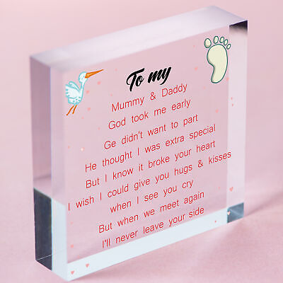 Baby Memorial Gifts Card Wooden Heart Lost Baby Memorial Daughter Son Plaques