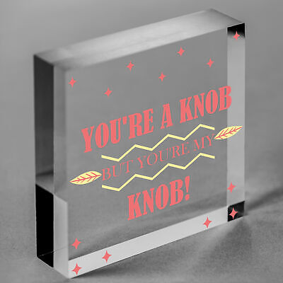 You're A Knob Valentines Funny Gift Anniversary Handmade Wood Heart Gift For Her