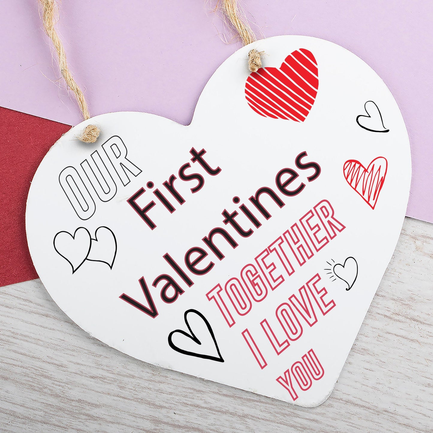 First Valentines Day Hanging Sign Anniversary Gift For Him Boyfriend Gifts