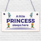 Princess Sleeps Plaque Door Nursery Bedroom Sign Gift Baby Girls Fairytale Decor