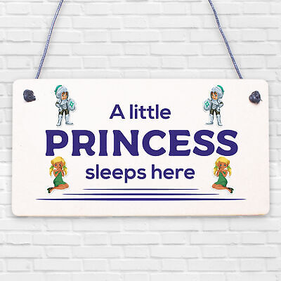 Princess Sleeps Plaque Door Nursery Bedroom Sign Gift Baby Girls Fairytale Decor