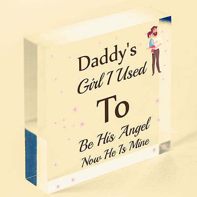 MEMORIAL Daddy's Girl Father's Day Gift Angel Wood Heart Dad Grandad Sign Grave