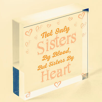 Sisters By Heart Wooden Hanging Heart Shaped Best Sister Plaque Love Gift Sign