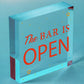 Novelty The Bar Is Open Plaque Home Bar Man Cave Alcohol Beer Vodka Gin Sign