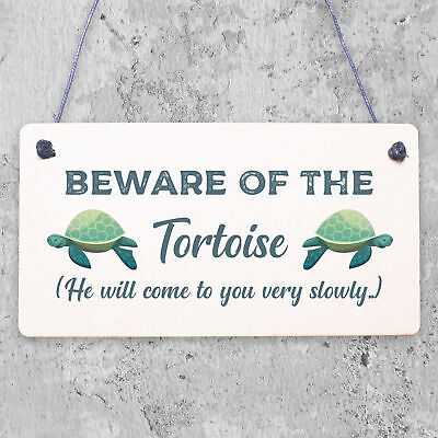 Beware Of The Tortoise Sign Hanging Wall Plaque Funny Pet Gift Turtle Sign Gift