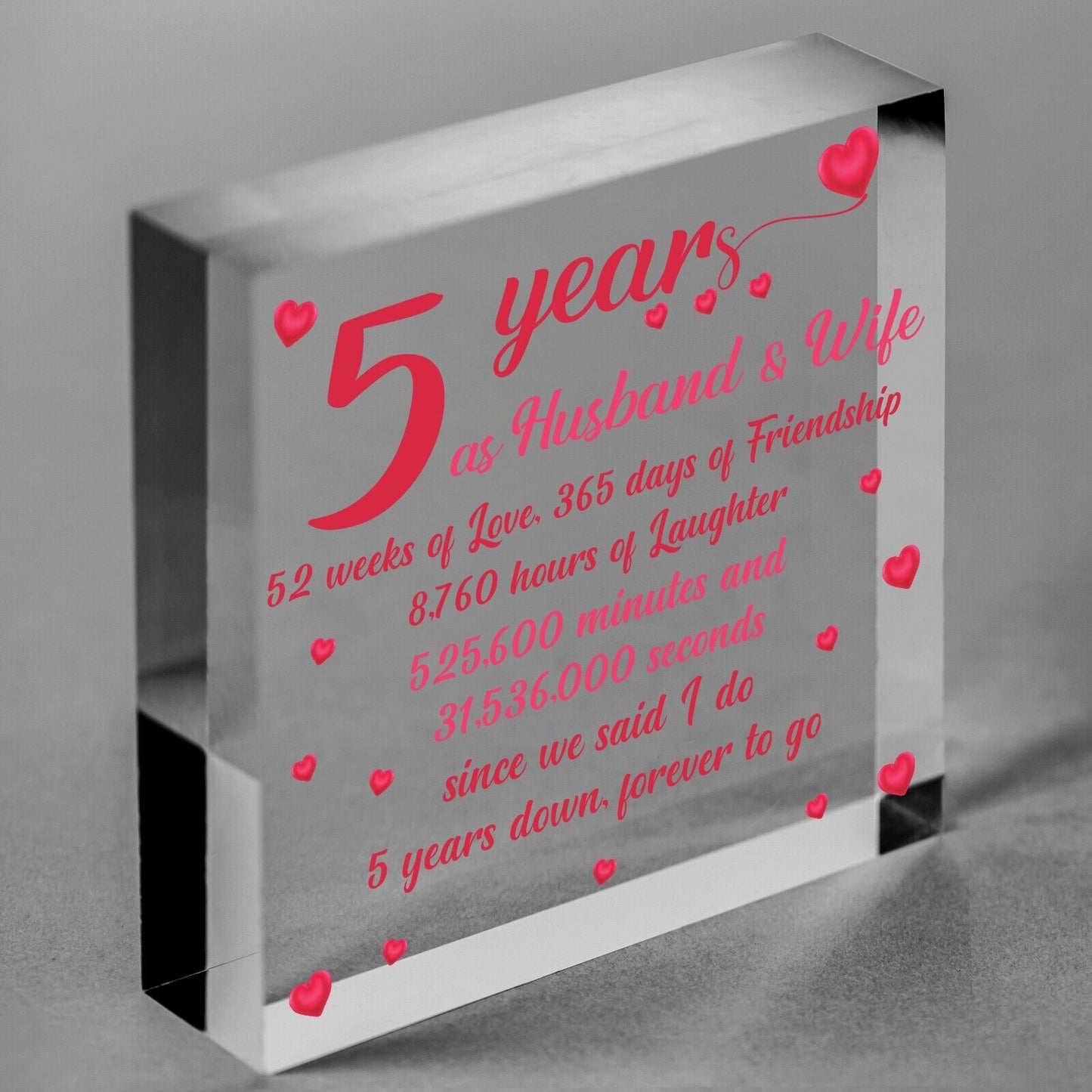 5th Wood Anniversary Block Five Year Anniversary Gift For Her Gift For Men