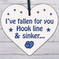 Fallen For You Hook Line Sinker Wooden Hanging Heart Valentines Day Love Plaque