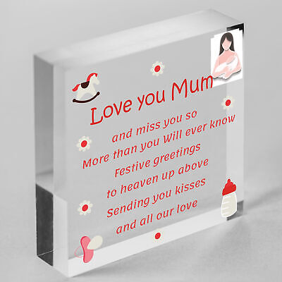 Love You Mum Christmas Memorial Tree Decoration In Memory Plaque Hanging Heart