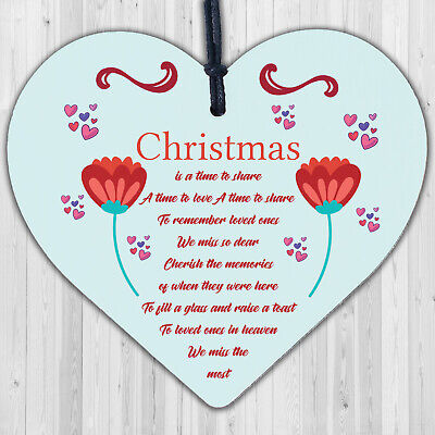 Christmas Tree Decoration Bauble Memorial Wooden Heart Plaque Friendship Gifts