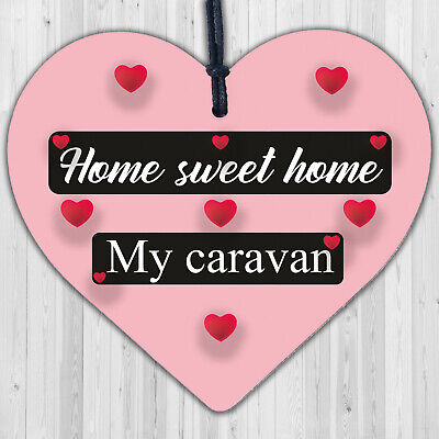 Caravan Home Sweet Home Wooden Plaque Funny Home Decor Shabby Chic Sign Gift