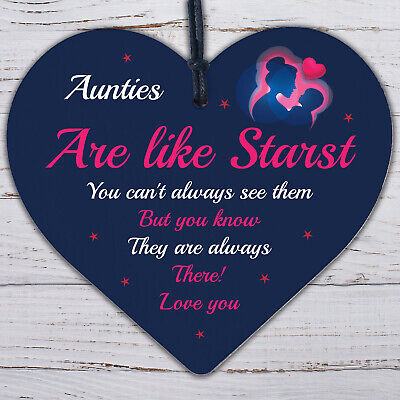 Sister Auntie Aunt Aunty Wood Heart Plaque Sign Birthday Thank You Keepsake Gift