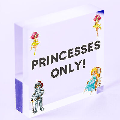 Princesses Only Plaque Door Nursery Bedroom Sign Baby Girl Fairytale Decor Gifts