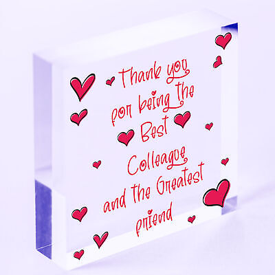 Thank You Wood Heart Plaque Friendship Gift For Colleague Friend New Job Present