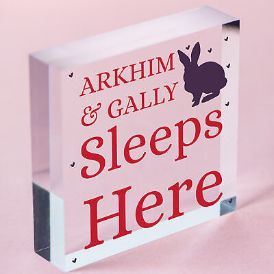 Pet Rabbit Sign For Hutch Sleeps Here Personalised Cage Sign Pet Lover Xmas Gift