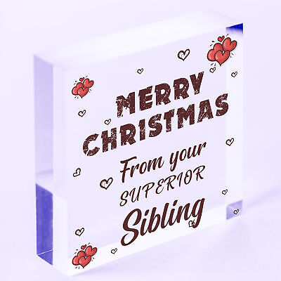 Superior Sibling Funny Christmas Gift For Brother Sister Novelty Wood Heart Gift