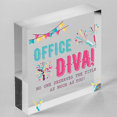 Office Diva! Wooden Hanging Heart Colleague Gift Novelty Work Office Funny Sign