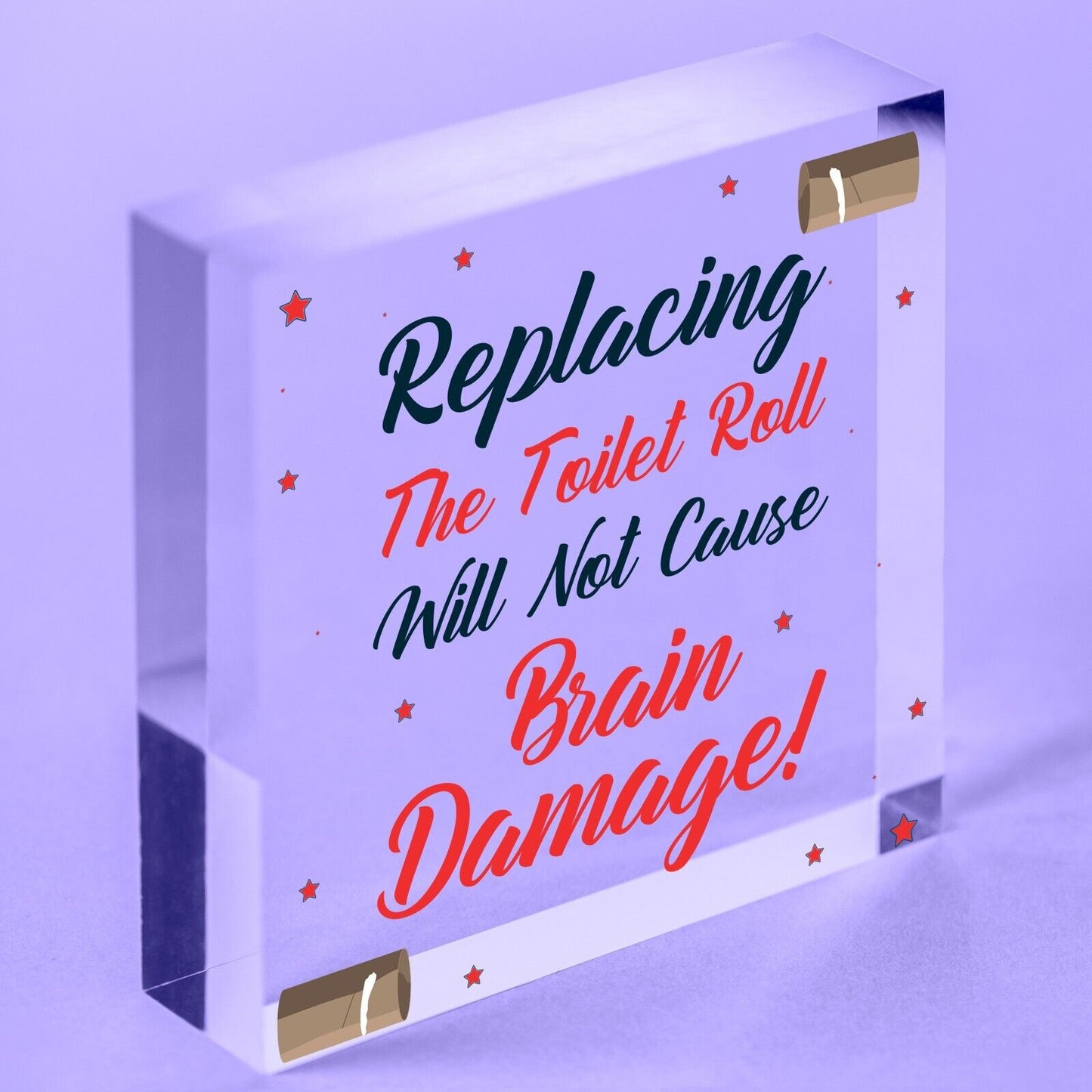 FUNNY Toilet Roll BRAIN DAMAGE Bathroom Present Hanging Plaque Home Gift Sign