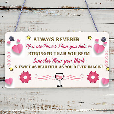 Stronger Inspirational Wall Plaque Friendship Gifts Quote Heart Friend Love Sign