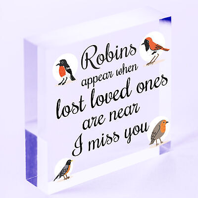 Robins Appear Wooden Hanging Heart Memorial Christmas Tree Decoration Plaque