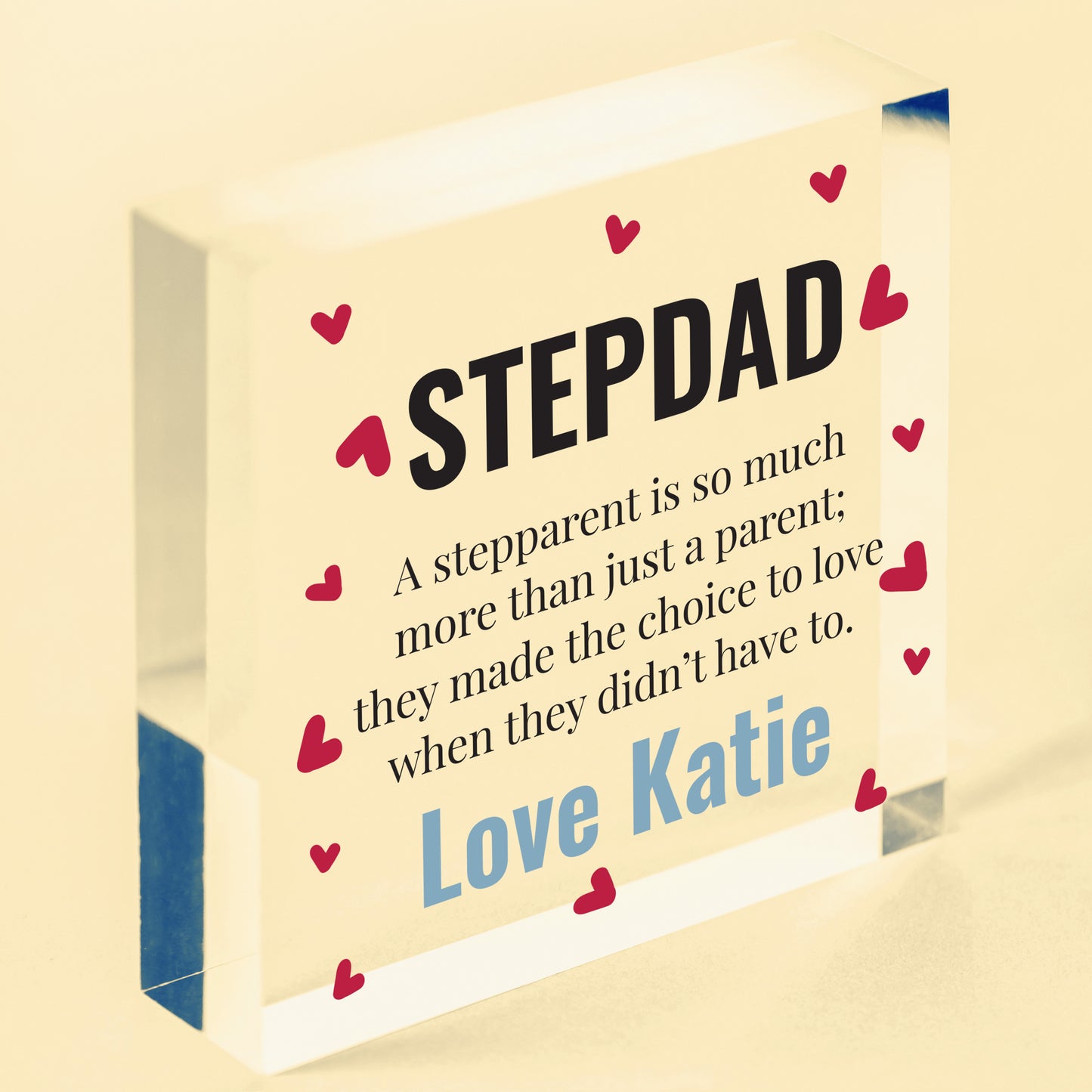 Personalised Step Dad Birthday Christmas Gifts From Son Daughter Clear Block