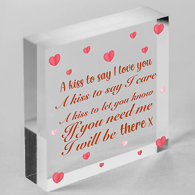 A Kiss To Say I Love You Wooden Heart Hanging Sign Gift Wedding Valentines Day