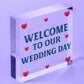 Welcome To Our Wedding Day Hanging Decor Plaque Guest Entrance Greeting Sign