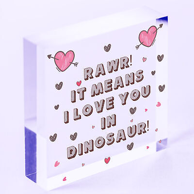 Rawr I Love You Novelty Wooden Hanging Heart Plaque Funny Valentines Day Gift