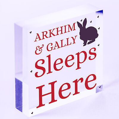 Pet Rabbit Sign For Hutch Sleeps Here Personalised Cage Sign Pet Lover Xmas Gift