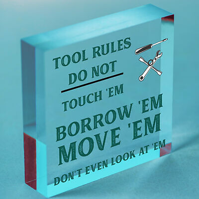 Funny Tool Rules Garage Man Cave Workshop Shed Sign Gift For Him Dad Grandad