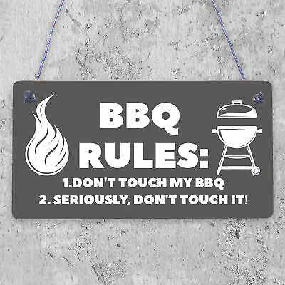 BBQ Rules Sign Hanging Door Wall Shed Sign Garden Sign For Outdoor Men Gift