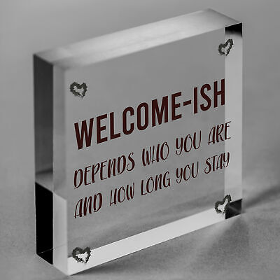 Welcome Sign WELCOME ISH Hanging Door Sign Funny Wall Decor Home Sign