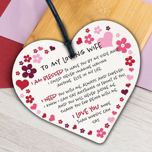 Wife Birthday Gifts Card Wooden Heart Anniversary Gifts For Her Girlfriend Signs