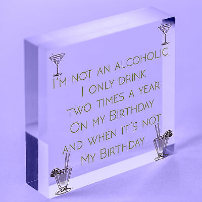 Funny Not An Alcoholic Friend Birthday Gift Beer Gin Wall Plaque Bar Signs