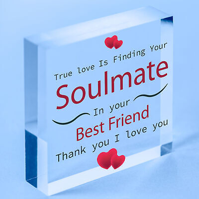 SOULMATE Gift Wooden Heart Best Friend Plaques Anniversary Valentines Day Gifts