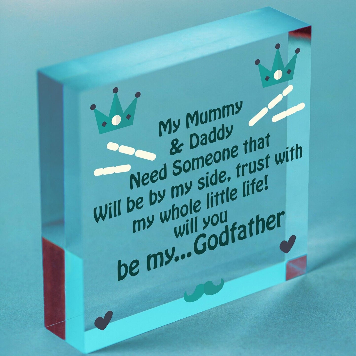 Will You Be My Godfather Heart Plaque Goddaughter Godson Christening Asking Gift