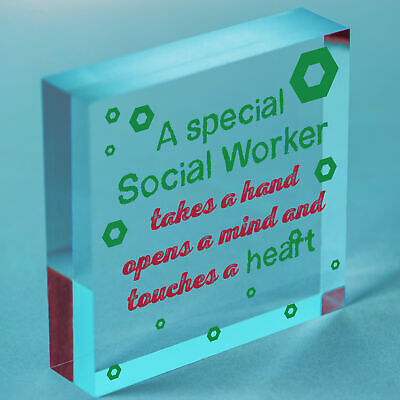 Social Worker Gift THANK YOU Wood Heart Birthday Christmas Colleague Friend Gift